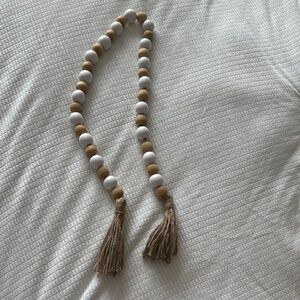White and Tan Beaded Tassel